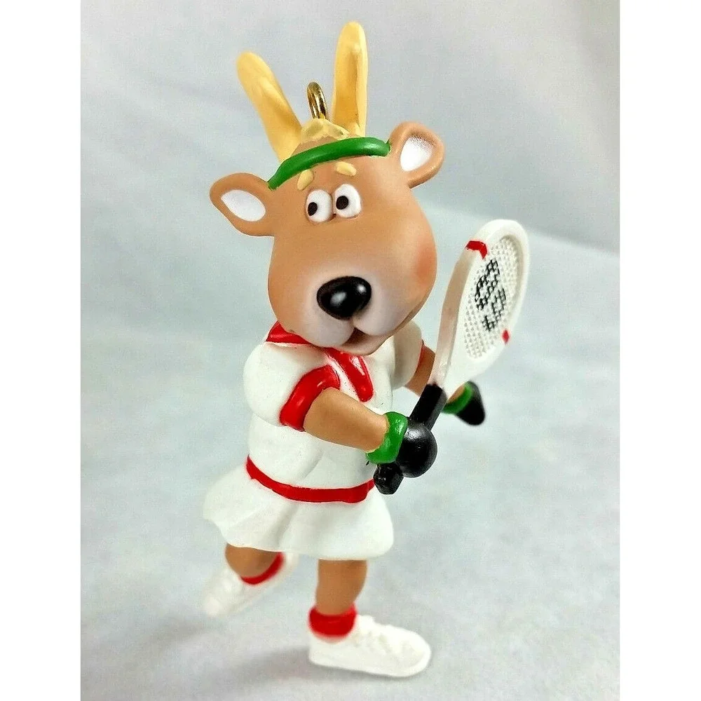 1989‎ Hallmark Keepsake Ornament Reindeer Champs Vixen Tennis Player Racket